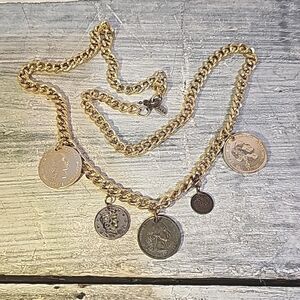 Zara Coin Necklace Mixed Metals Gold Tones